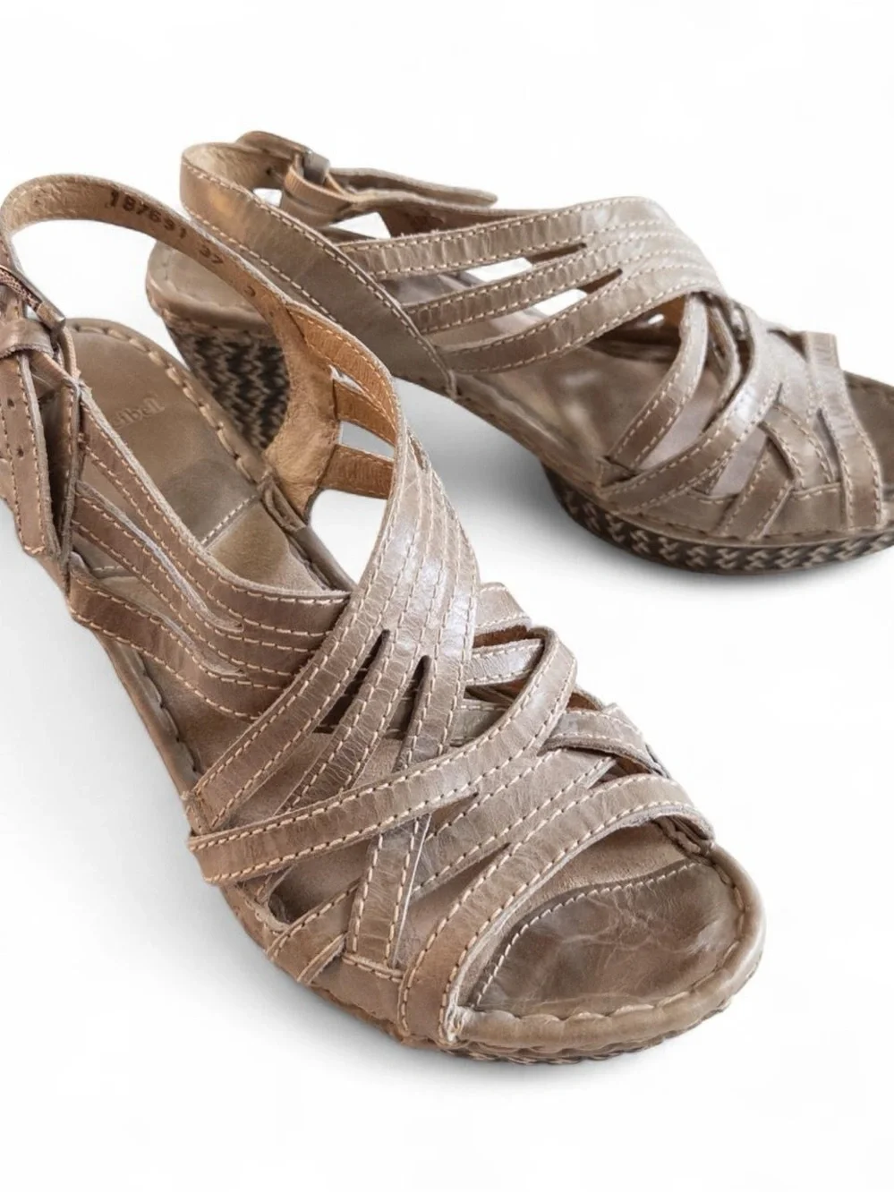Josef Seibel Taupe Leather Strappy Sandals Size 37 Women’s 6.5/7